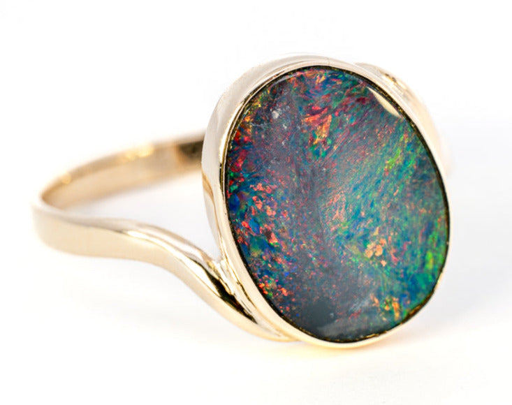 9ct Yellow Gold Opal Doublet Ring