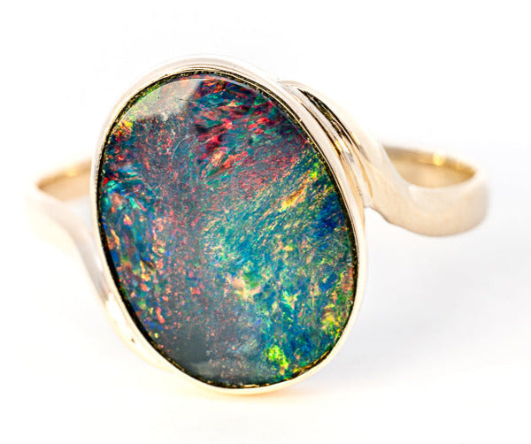 9ct Yellow Gold Opal Doublet Ring