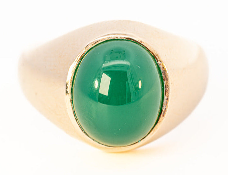 9ct Yellow Gold Agate Men's Ring