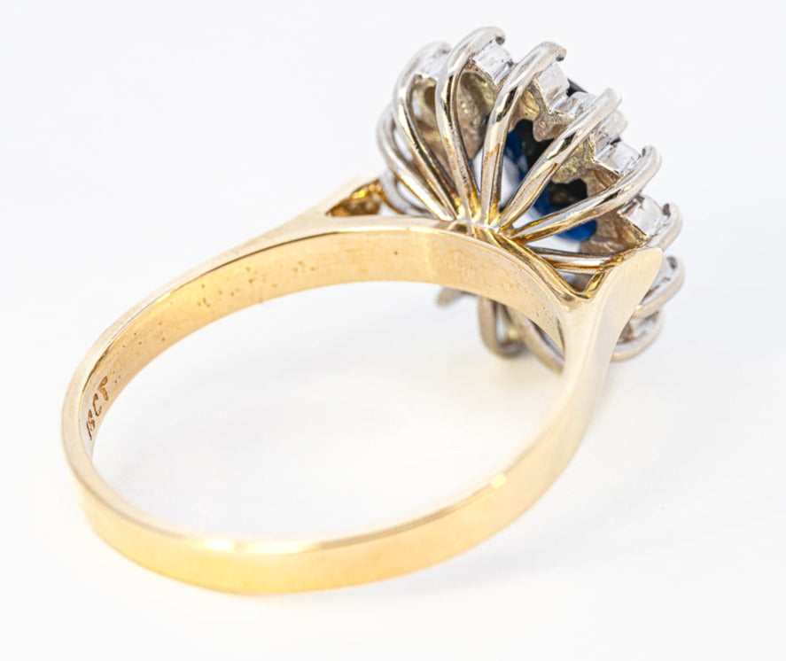 18ct Yellow & White Gold Sapphire & Diamond Cluster Ring