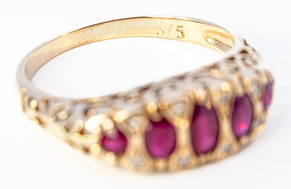 9ct Yellow Gold Ruby & Diamond Ring