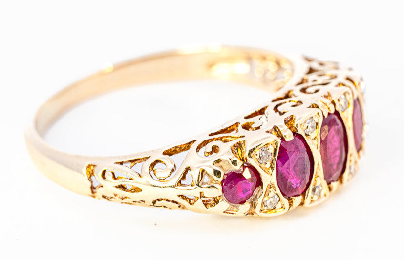 9ct Yellow Gold Ruby & Diamond Ring