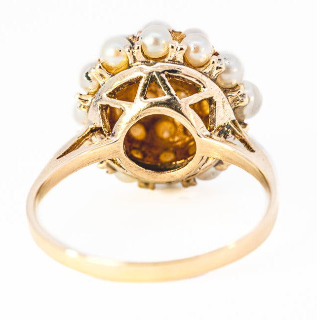 9ct Yellow Gold 26 Cultured Pearl Cluster Ring