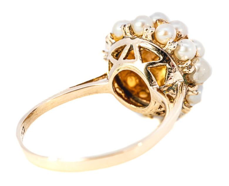 9ct Yellow Gold 26 Cultured Pearl Cluster Ring