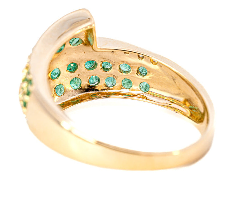 9ct Yellow Gold Natural Emerald & Diamond Ring