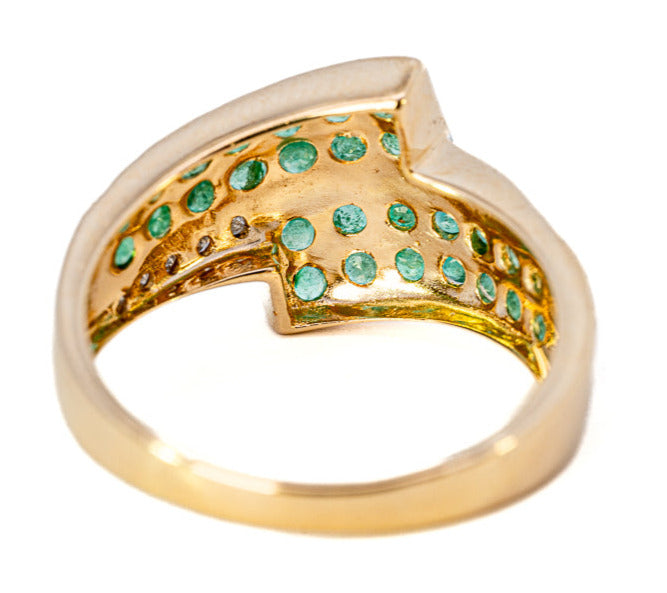 9ct Yellow Gold Natural Emerald & Diamond Ring