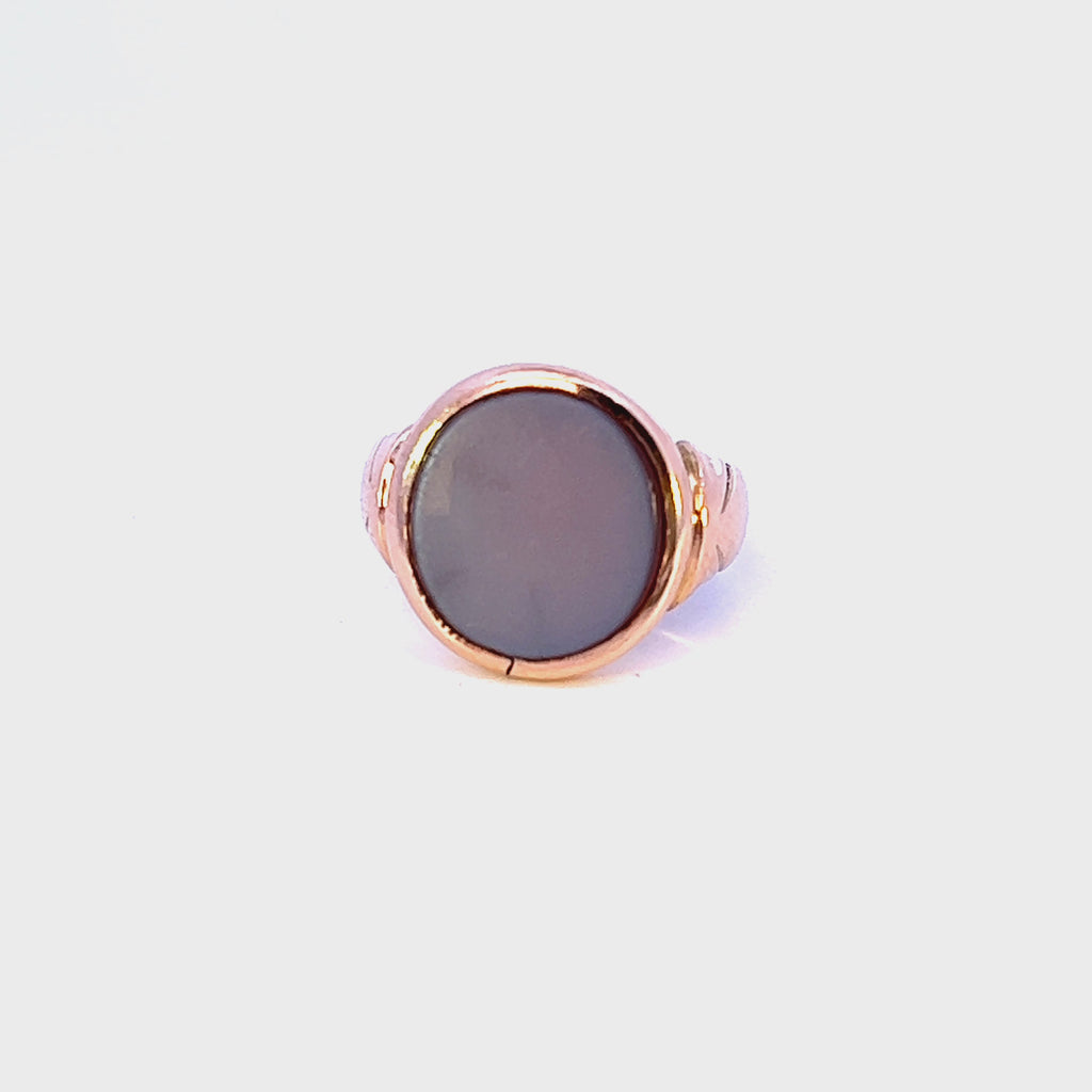 9ct Rose Gold Single Stone Banded Agate Ring