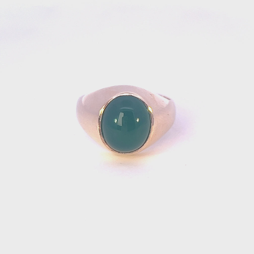 9ct Yellow Gold Agate Men's Ring