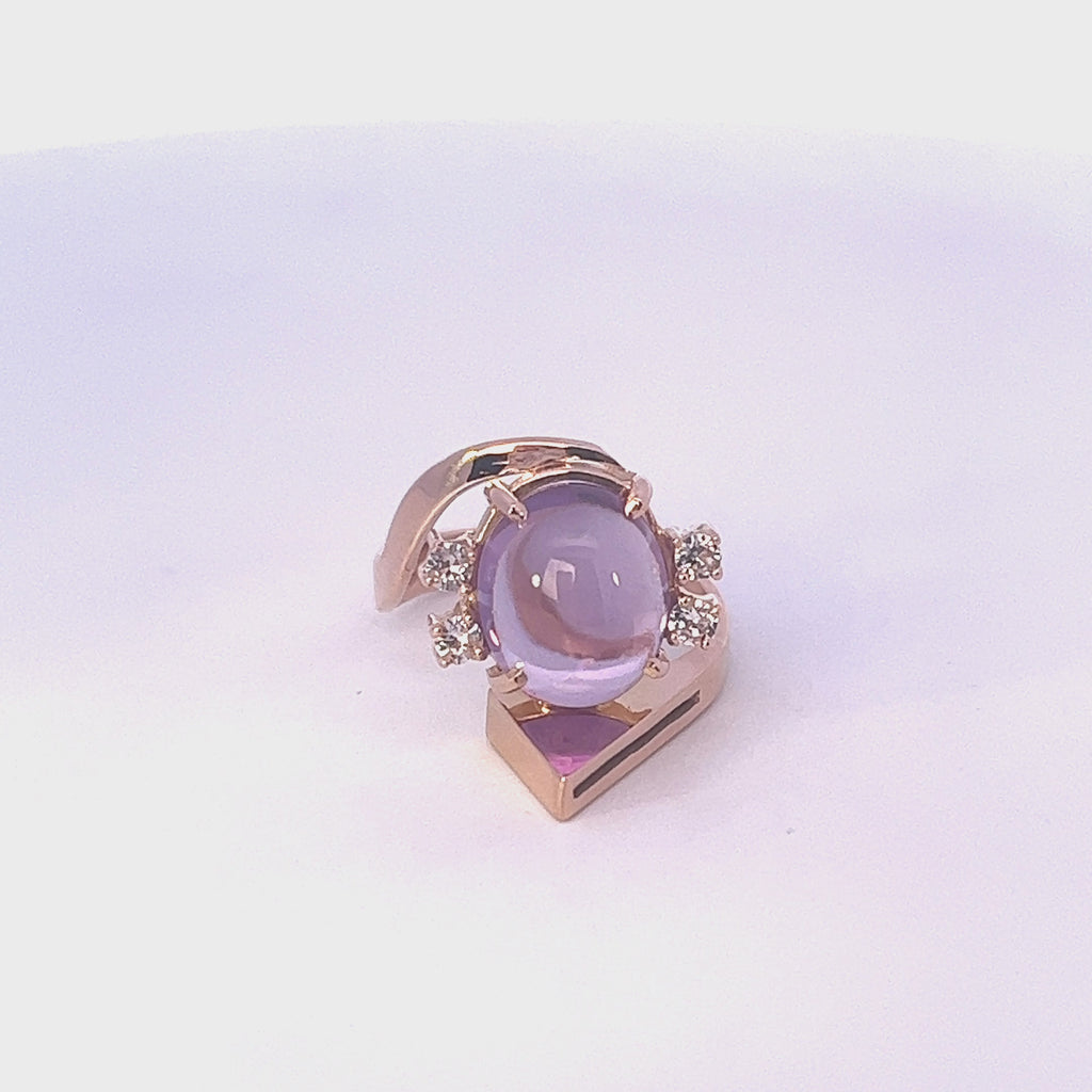 14ct Rose Gold Ring with Synthetic Sapphire & Spinel