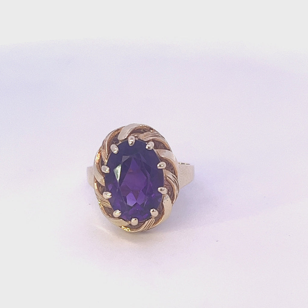 14ct Yellow Gold Amethyst Ring