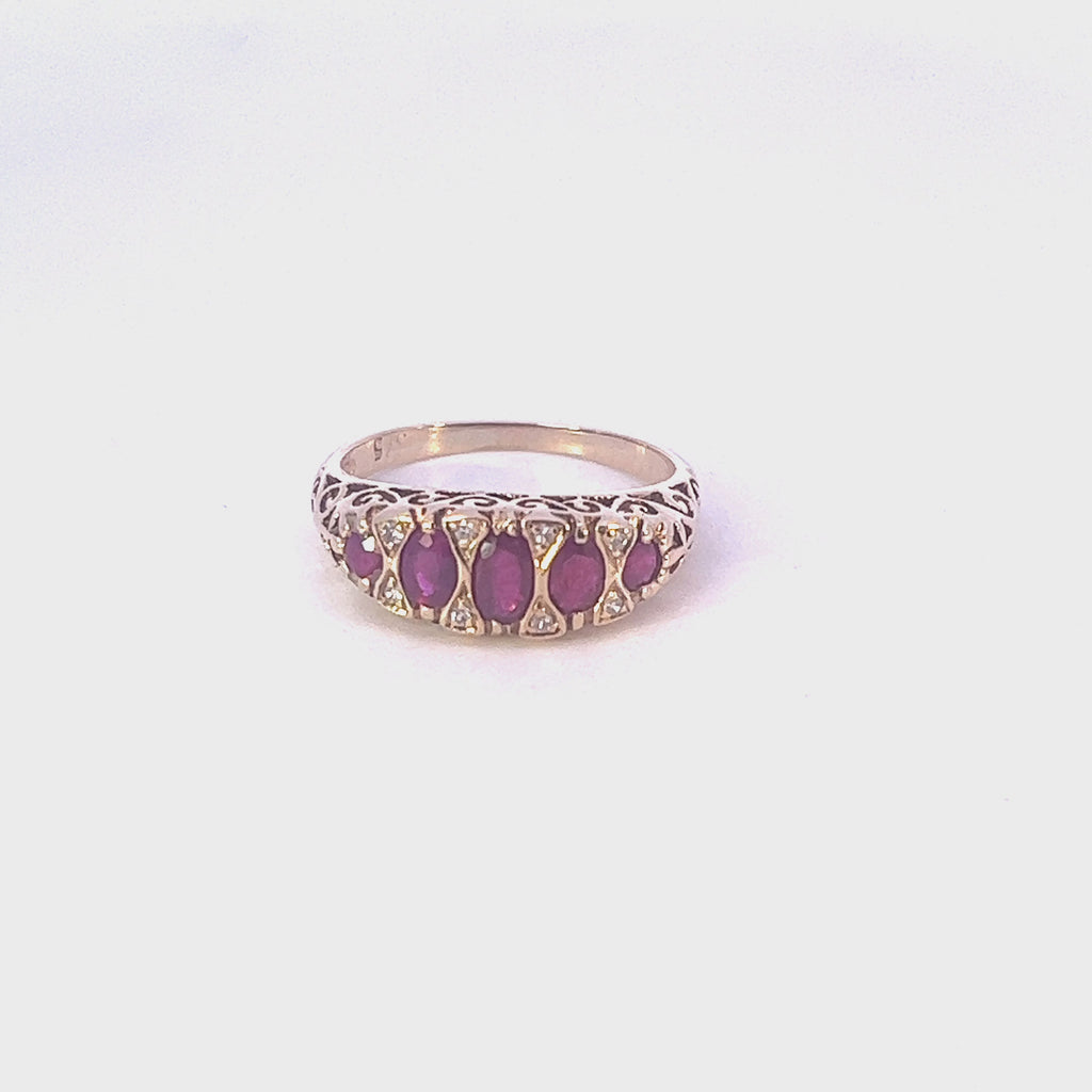 9ct Yellow Gold Ruby & Diamond Ring