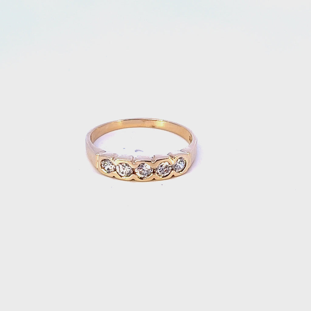 9ct Yellow Gold 5-Stone Cubic Zirconia Ring