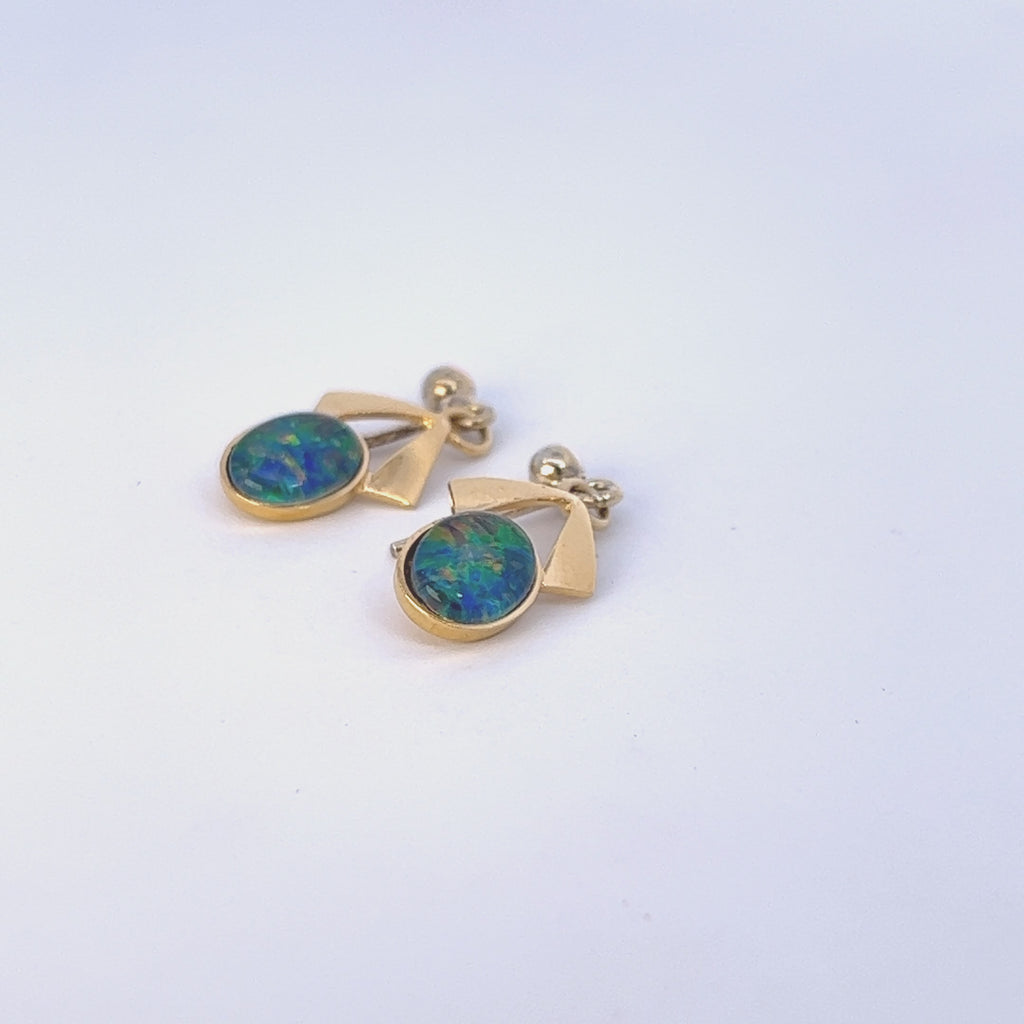 Gold Plated Opal Triplet Earrings 