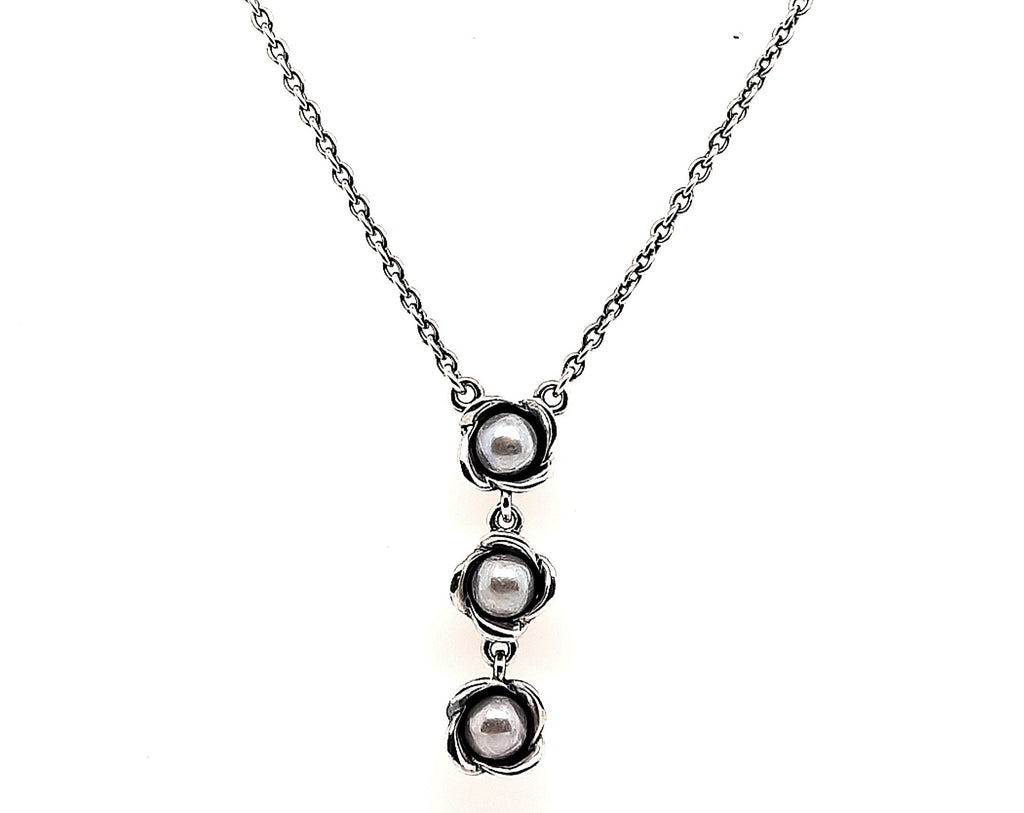 Sterling Silver & Pearl Three Wishes Pandora Necklace