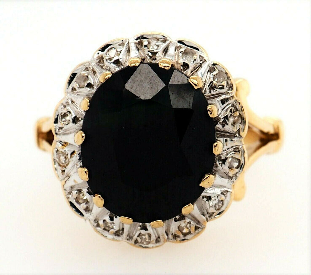 Sapphire & Diamond 9ct Yellow Gold Dress Ring