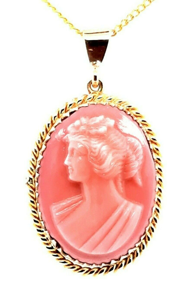 9ct Yellow Gold Plastic Portrait Cameo Pendant