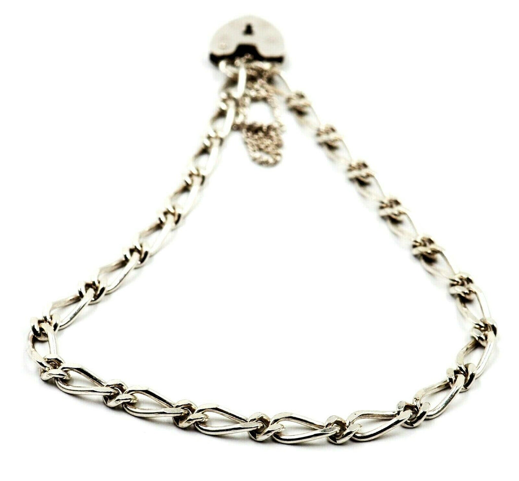 925 Sterling Silver Chain Bracelet with Heart Padlock 