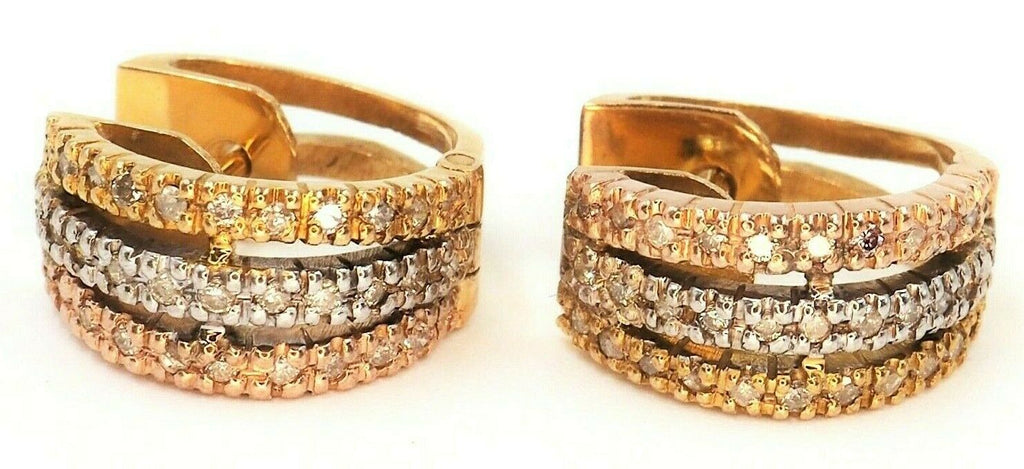 9ct Yellow Gold Diamond Huggie Style Hoop Earrings