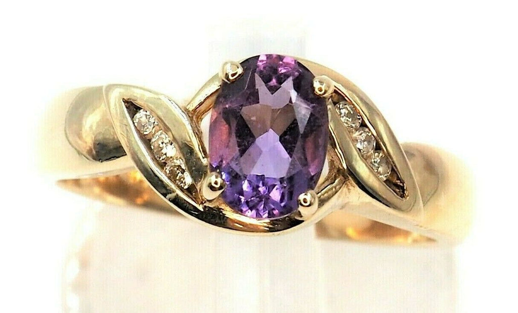 Amethyst & Diamond 9ct Yellow Gold Ring