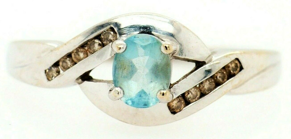 Aquamarine & Diamond 9ct White Gold Dress Ring