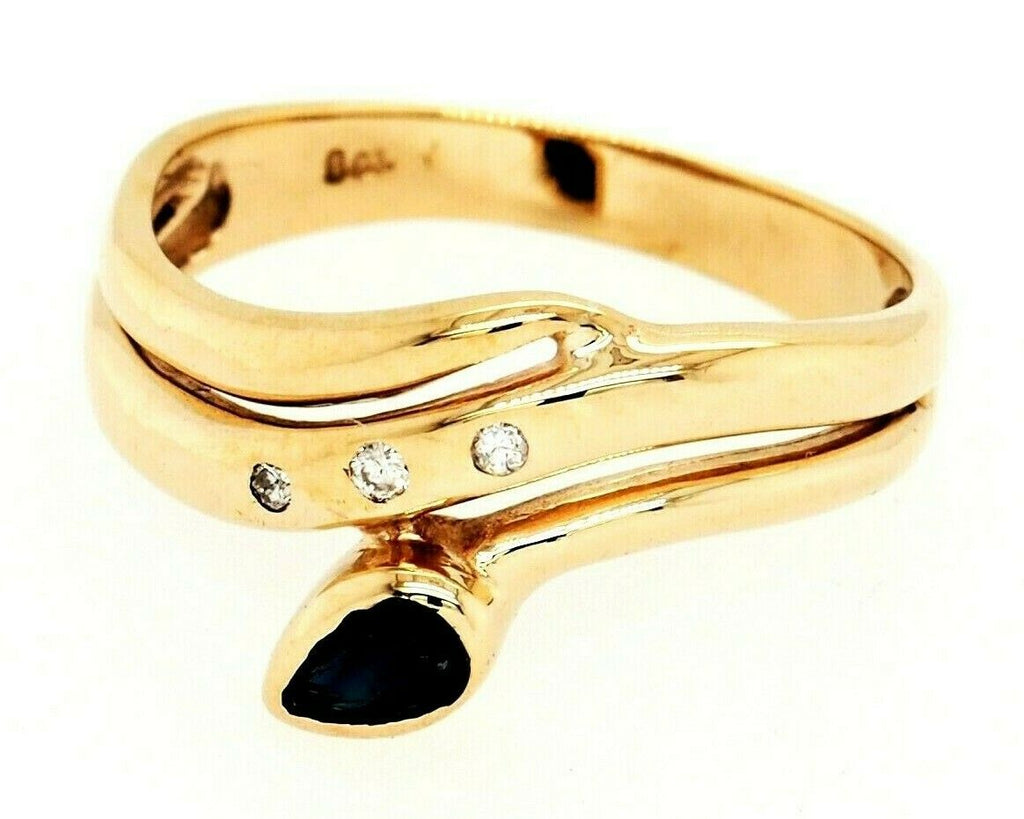 Sapphire & Diamond 9ct Yellow Gold Triple Split Band Ring