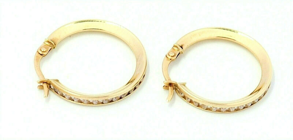 9ct Yellow Gold Diamond Hoop Earrings