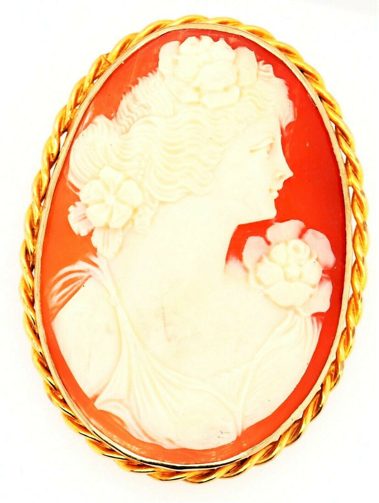 9ct Yellow Gold Shell Cameo Brooch 