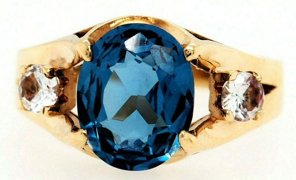 Blue Spinel 9ct Yellow Gold Dress Ring