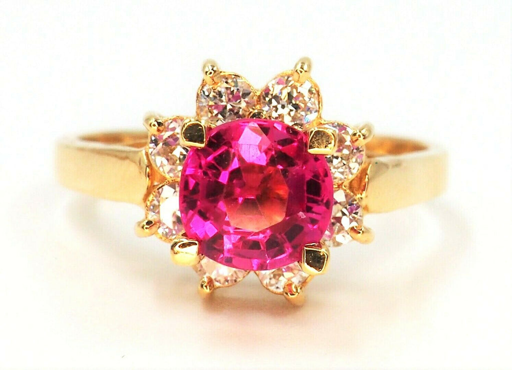 Diamond & Pink Sapphire 18ct Yellow Gold Ring