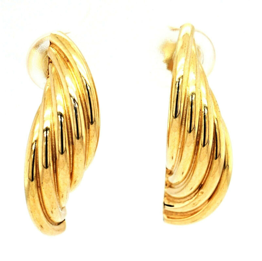 14ct Yellow Gold Twisted Half Hoop Earrings