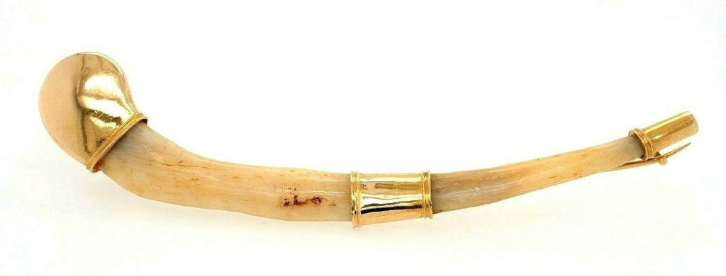 18ct Yellow Gold Curved Boar Tusk Brooch