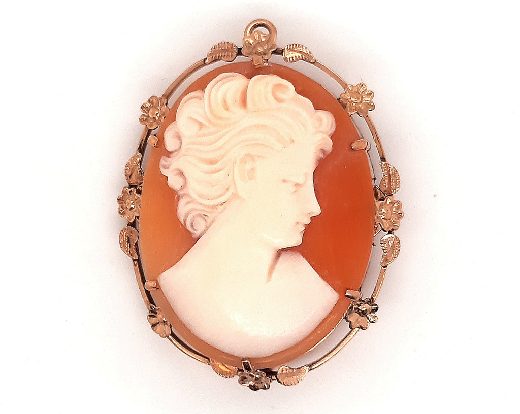 9ct Yellow Gold Hand Carved Cameo Brooch