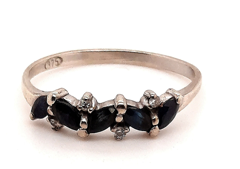 9ct White Gold Sapphire & Diamond Ring