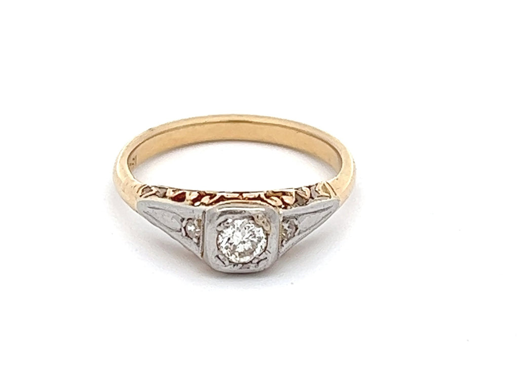 Diamond 18ct Yellow & White Gold Vintage Ring