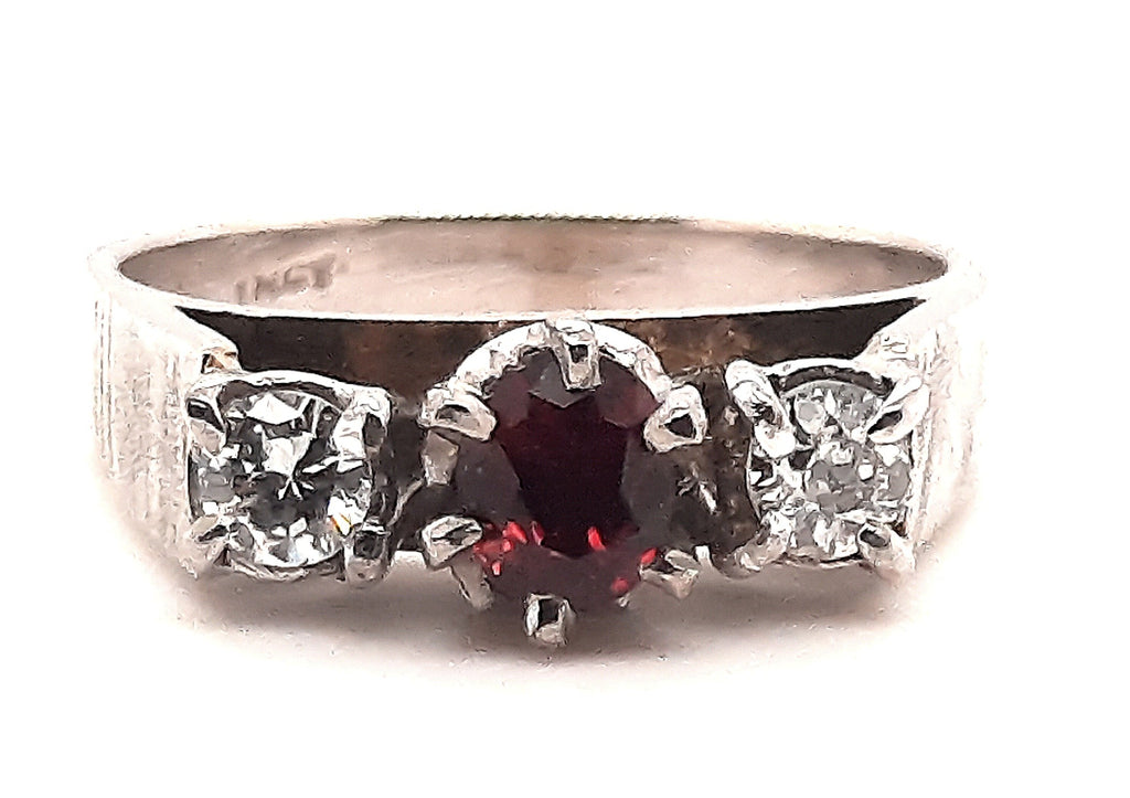 18ct White Gold Ruby & Diamond Ring