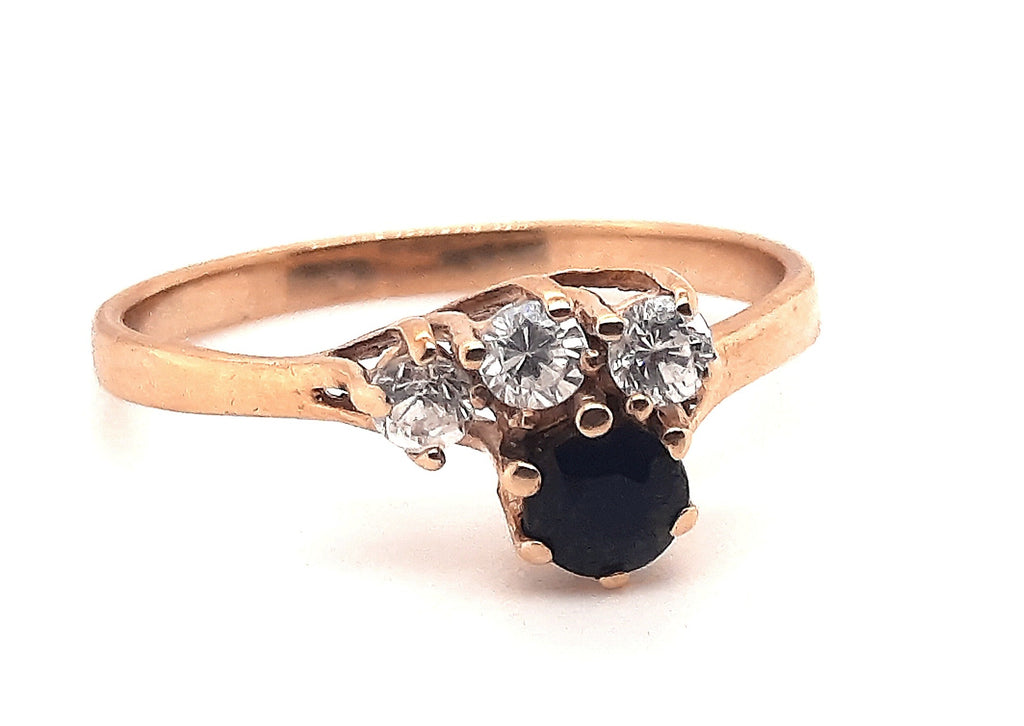 9ct Yellow Gold Sapphire & Cubic Zirconia Ring