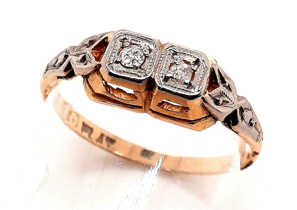 Diamond 18ct Yellow Gold & Platinum Handmade Ring
