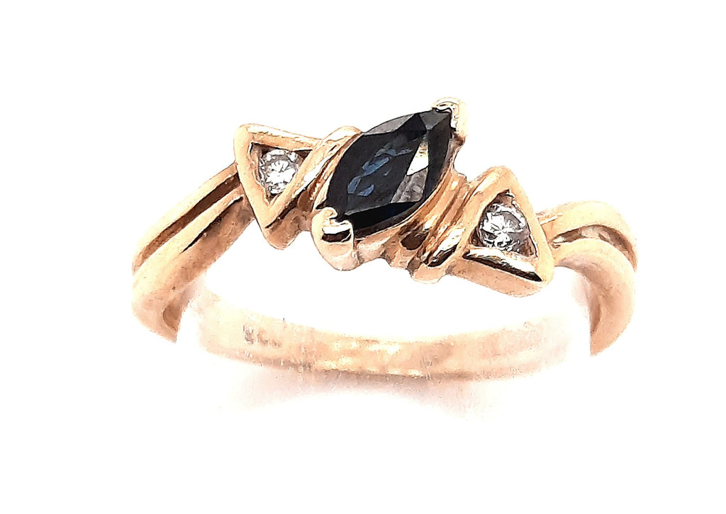 Sapphire & Diamond 9ct Yellow Gold Ring