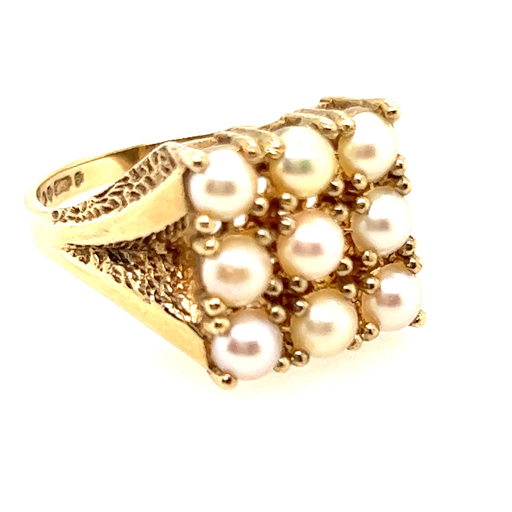 Pearl & 9ct Yellow Gold Dress Ring Hallmarked London Circa 1973