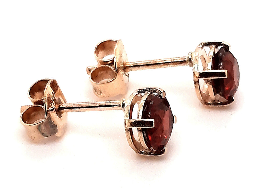 Yellow Gold Garnet Stud Earrings