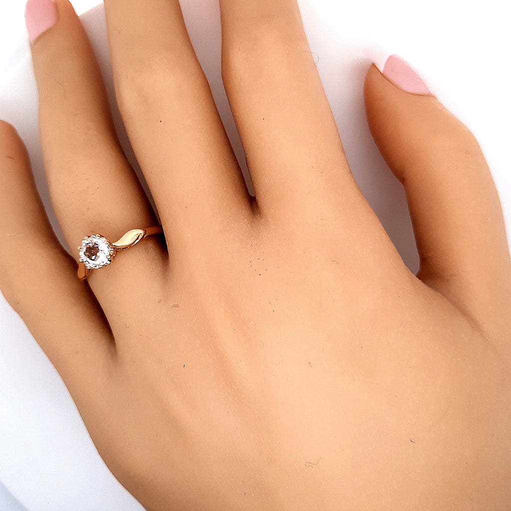 Yellow Gold Cubic Zirconia Solitaire Ring