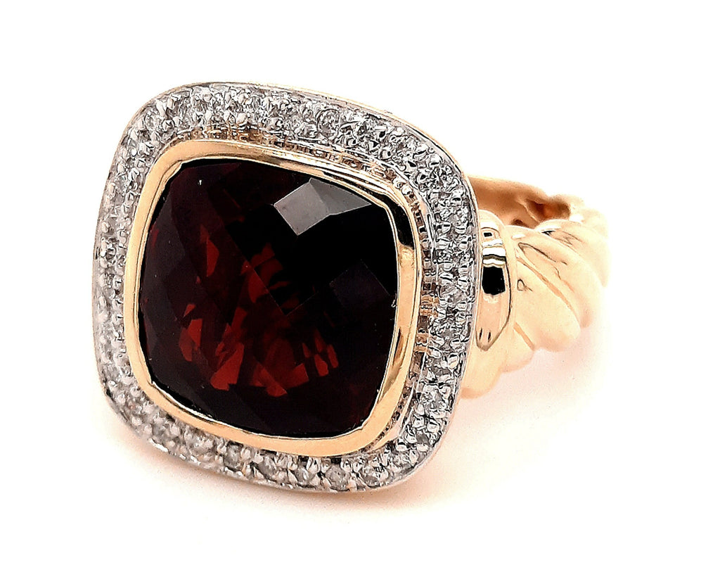 Ruby and Diamond 14ct Yellow Gold Halo Ring