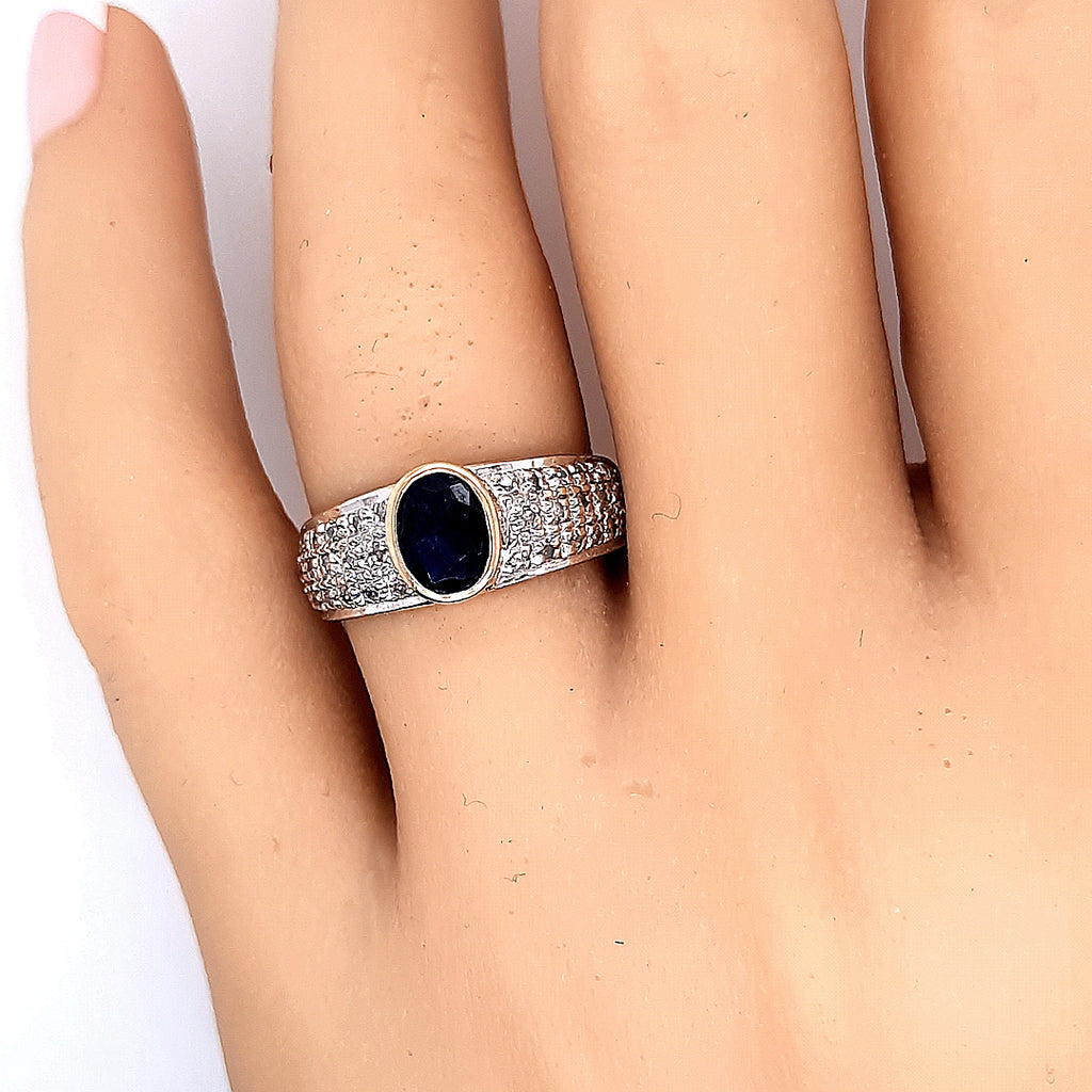 Sapphire & Diamond Yellow Gold Ring