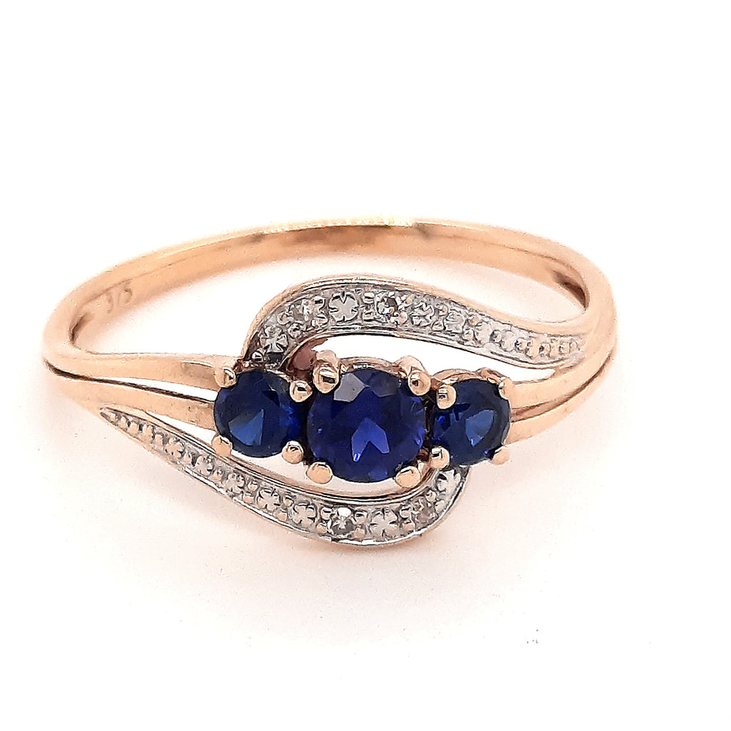 Sapphire & Diamond 9ct Yellow Gold Ring