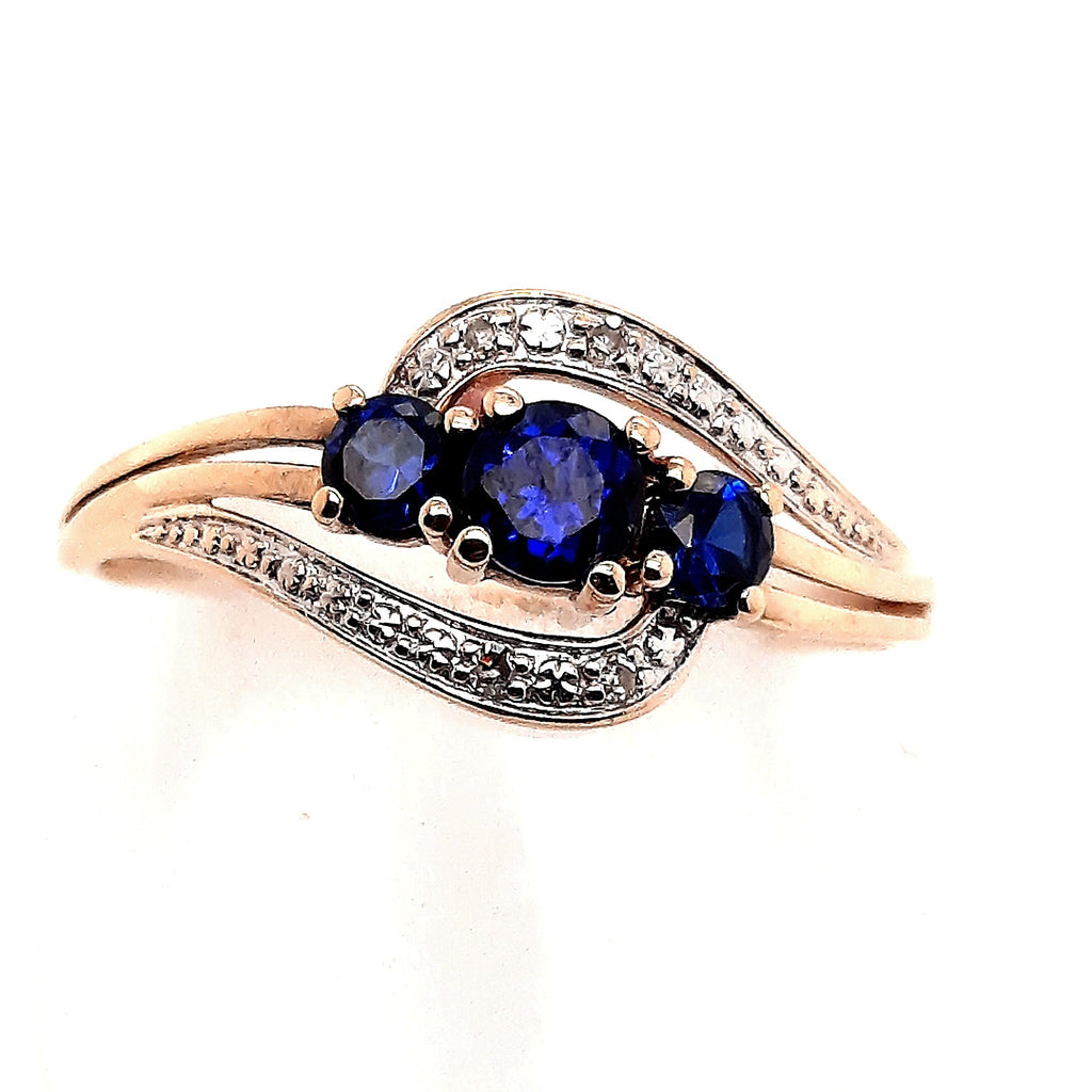 Sapphire & Diamond 9ct Yellow Gold Ring