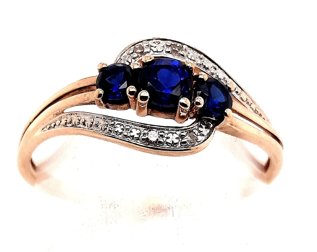 Sapphire & Diamond 9ct Yellow Gold Ring