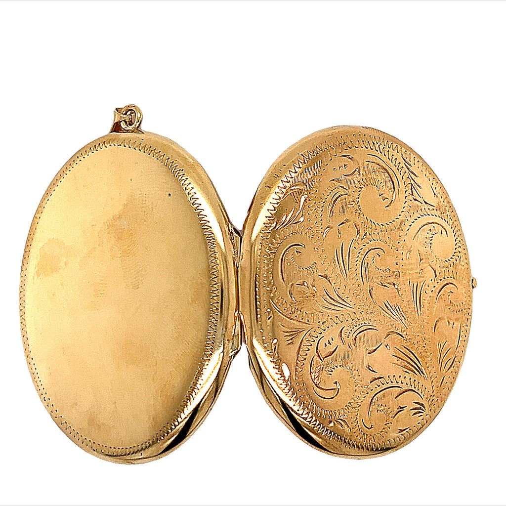 Yellow Gold Locket Pendant with Hand engraved Front