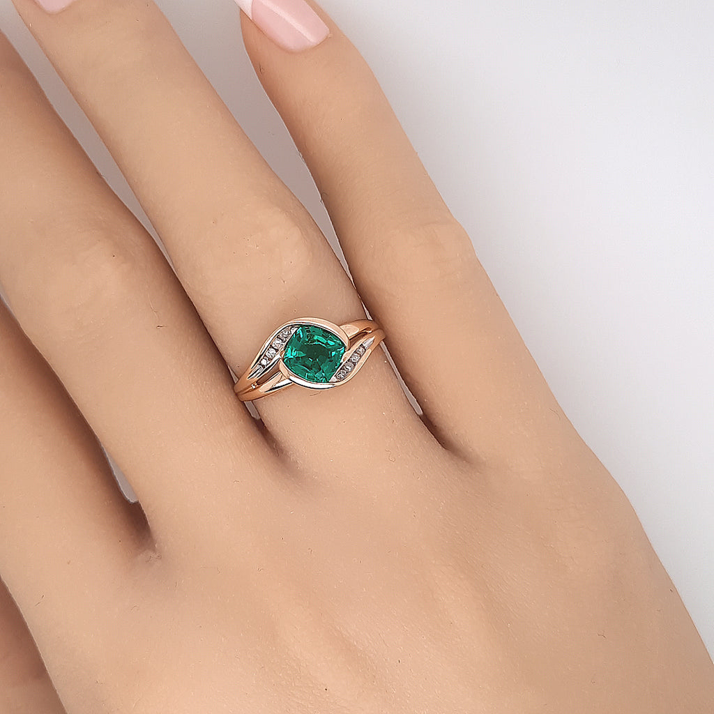 Emerald and Diamond Yellow Gold Ring
