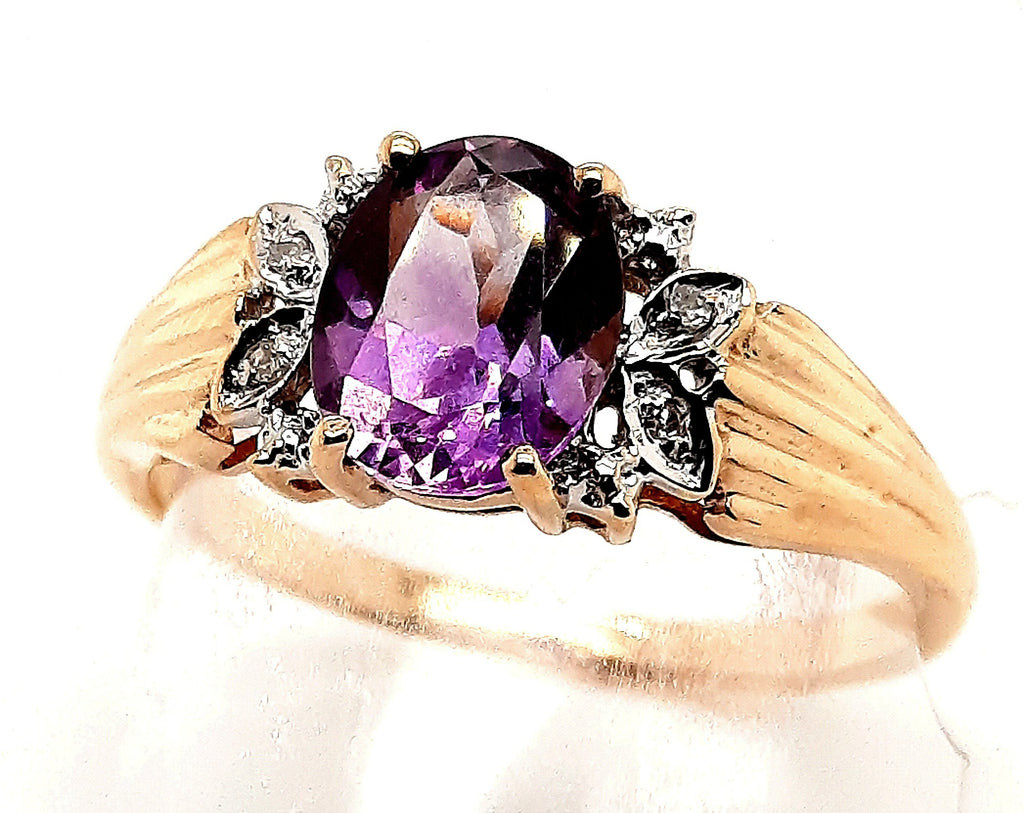 Amethyst & Diamond Yellow Gold Ring