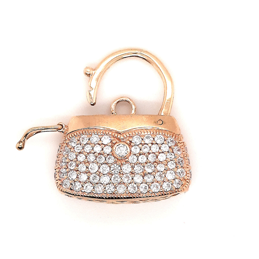 9ct Yellow Gold & Cubic Zirconia Handbag Padlock Clasp